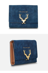 Wallet female cartoon deer short paragraph wallet PU coin purse student small hand bag card package