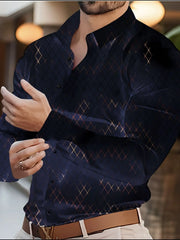 Extended Size Men's Collared Long Sleeve Shirt �Button Front