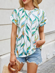 Easy-Wear Printed Crew Neck Top