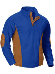 Men's Full Size Contrast Quarter Snap Long Sleeve Top Plus Size