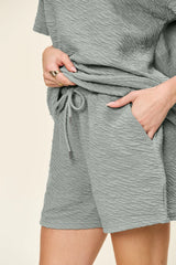 Casual Textured Short Sleeve Top and Shorts Set �Plus & Regular Sizes
