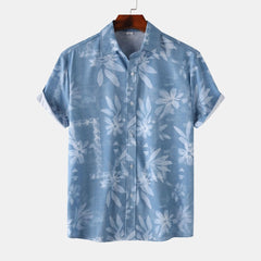 Men's Print Short Sleeve Button-Up Shirt