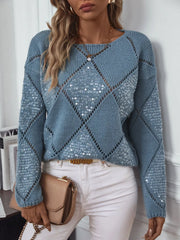 Delicate Knit Round Neck Patterned Top