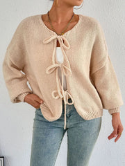 Cozy Bow-Tie Front Knit Cardigan