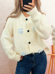 Flower Button-Down Cardigan