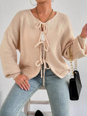 Cozy Bow-Tie Front Knit Cardigan