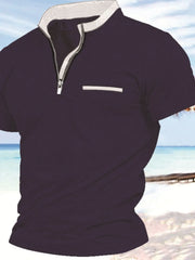 Men's Full Size Zip Collar Short Sleeve Polo Plus Size