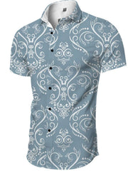 Men's Full Size Printed Collared Neck Shirt Plus Size
