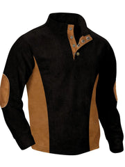 Men's Full Size Contrast Quarter Snap Long Sleeve Top Plus Size