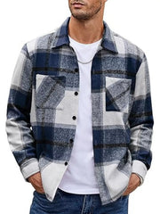 Men's Full Size Classic Plaid Button-Up Casual Shirt Plus Size