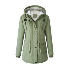 European Size Thickened Velvet Cotton Clothes Female Casual Hooded Coat