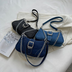 Denim Women's Fashion Small Square Chain Crossbody Handbags