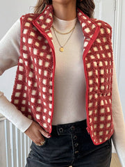 Plaid Zip Up Vest Coat