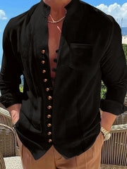 Full Size Men's Collared Shirt �Long Sleeve Button Down