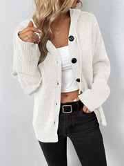 Full Size Cozy Knit Hooded Button-Down Cardigan Plus Size