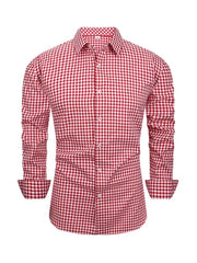 Men's Full Size Classic Fit Long Sleeve Gingham Shirt Plus Size