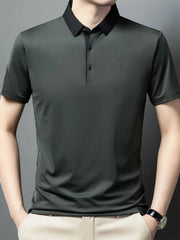Men's Plus Size Contrast Collar Breathable Polo