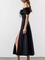 Full Size Slit Short Sleeve Midi Dress Plus Size
