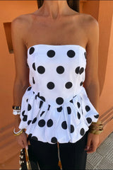 Smocked Back Bubble Hem Tube Top