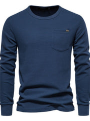 Men's Waffle-Knit Round Neck T-Shirt