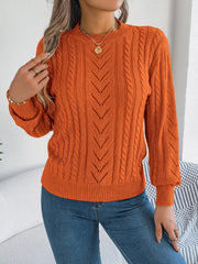 Cable-Knit Round Neck Sweater