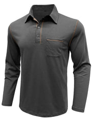 Men's Long Sleeve Polo Shirt with Contrast Stitching