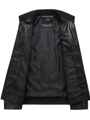 Men's Plus Size Zip Up Leather Moto Jacket