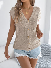 Textured Cable Button-Up Sweater Cardigan
