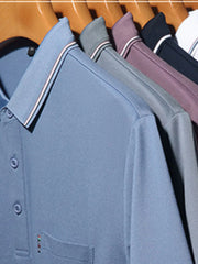 Men's Plus Size Classic Business Casual Striped Collar Polo Shirt