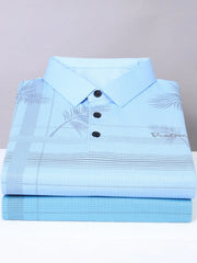 Men's Plus Size Palm Leaf Print Short Sleeve Polo Shirt