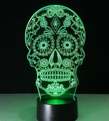 3D LED Color Night Light Changing Lamp Halloween Skull Light Acrylic 3D Hologram Illusion Desk Lamp For Kids Gift