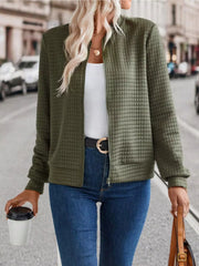 Textured Long Sleeve Zip-Front Jacket