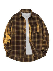 Men's Full Size Plaid Button Up Shirt Plus Size