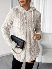 Cozy Textured Drawstring Fleece Hoodie
