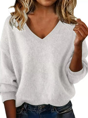Full Size V-Neck Dropped Shoulder Sweater Plus Size