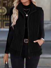 Full Size Fleece Zip-Up Vest Coat Plus Size