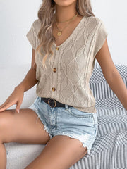 Textured Cable Button-Up Sweater Cardigan