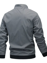 Men's Plus Size Plaid Lightweight Zip-Up Jacket
