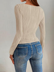 Textured Round Neck Long Sleeve Shirt