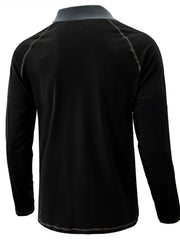 Men's Contrast Collar Long Sleeve Polo Shirt