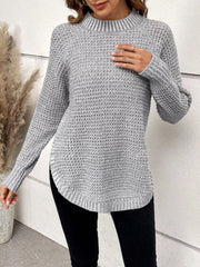Cozy Waffle Knit Round Neck Sweater