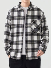 Men's Plus Size Casual Plaid Button Up Shirt
