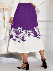 Floral Print A-Line Midi Skirt