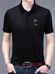 Men's Plus Size Embroidered Detail Short Sleeve Polo