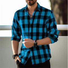 European And American Long Sleeve Loose Plaid Design Striped Shirt