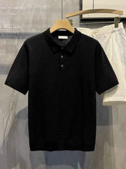 Men's Full Size Classic Textured Knit Polo Shirt Plus Size