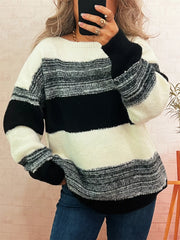 Color Block Dropped Shoulder Sweater