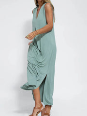 Full Size V-Neck Sleeveless Maxi Dress with Slit Plus Size