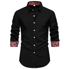 Men's Casual Button-Down Shirt with Cuff Detail