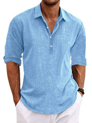 Men's Full Size Long Sleeve Henley Shirt Plus Size